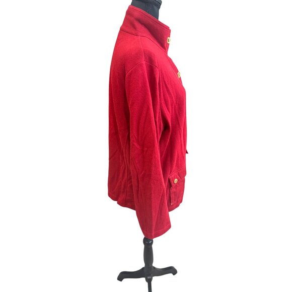 Lauren Ralph Lauren Red Cotton Jacket W/Gold Buckle Plus Size 1X Preppy Academic - Picture 5 of 13